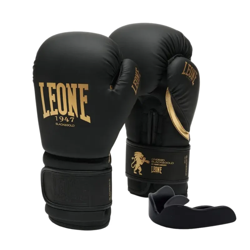 Боксерські рукавички Leone GN059D Black/Gold 10 унцій (GN059D_Bl/Gold_10oz)