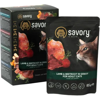 Вологий корм для кішок Savory with Lamb and Beetrot in Gravy 3+1х85 г (2700000040539)