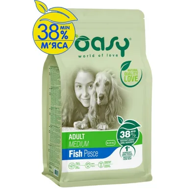 Сухий корм для собак OASY LIFESTAGE Adult Medium риба 3 кг (8054329510124)