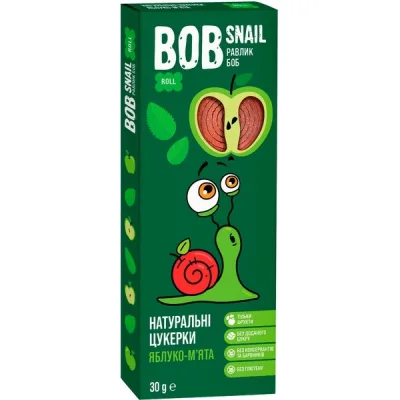 Цукерка Bob Snail Равлик Боб Яблучні з м'ятою 30 г (4820162520262)