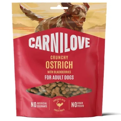 Ласощі для собак Carnilove Crunchy Snack Ostrich with Blackberries 200 г (8595602582587)