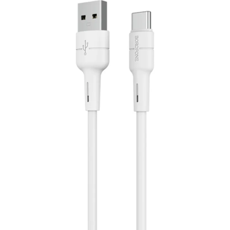 Дата кабель USB 2.0 AM to USB-C 1.0m 3A silicone BX30 white BOROFONE (6931474706935)