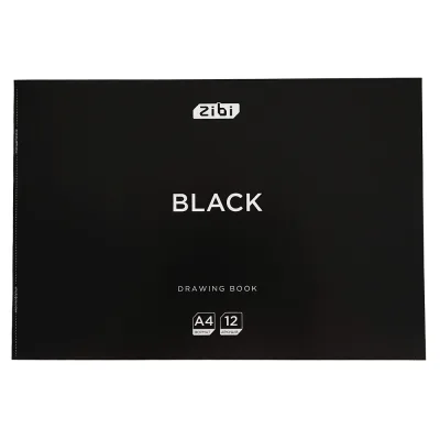 Альбом для малювання ZiBi А4 BLACK, 12 аркушів на скобі (ZB.1421-01)