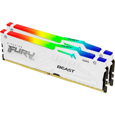 Модуль пам'яті для комп'ютера DDR5 32GB (2x16GB) 6000 MHz Beast RGB EXPO White Kingston Fury (ex.HyperX) (KF560C36BWE2AK2-32)