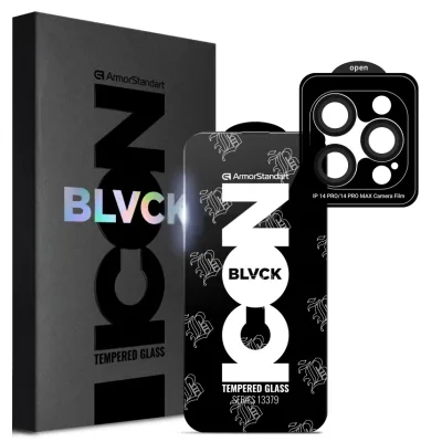 Скло захисне Armorstandart Supreme Plus Black Icon Apple iPhone 14 Pro Max (ARM68064)