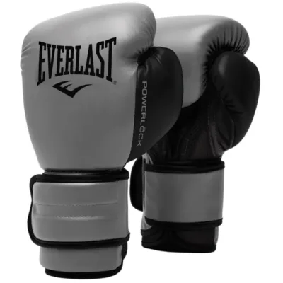 Боксерські рукавички Everlast PowerLock Boxing Training Gloves P00002307 сірий, чорний 16 унцій (009283608552)