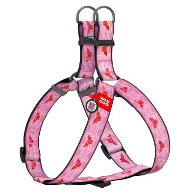 Шлея для собак WAUDOG Nylon з QR паспортом "Чудо-жінка 1" пластиковий фастекс XL (324-2015)