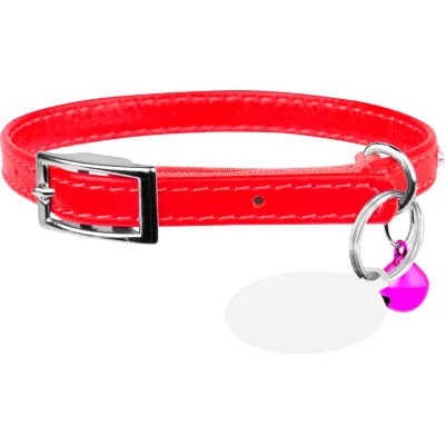 Нашийник для тварин WAUDOG GLAMOUR з резинкою і стразами для кішок (червоний) (32543)