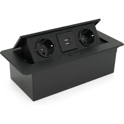 Розетка Voltronic J29L, дві розетки + 2*USB, напольна, висувна (20011)