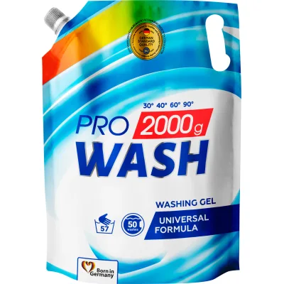 Гель для прання Pro Wash Універсальний Дой-пак 2 кг (4260637722096/4823128000938)