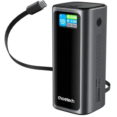 Батарея універсальна Choetech 20000mAh, PD/130W, QC, AFC , TFT, pass-through charging (B815C)