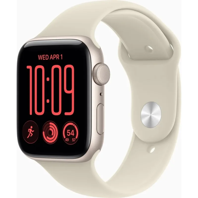 Смарт-годинник Apple Watch SE 3 2026 GPS + Cellular 44mm Starlight Aluminium Case with Sand Sport Band - M/L (MJLN4RK/A)