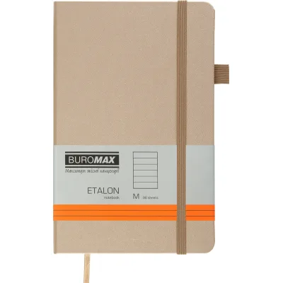 Книга записна Buromax Etalon 125x195 мм 96 аркушів в лінію обкладинка зі штучної шкіри Золота (BM.291260-23)