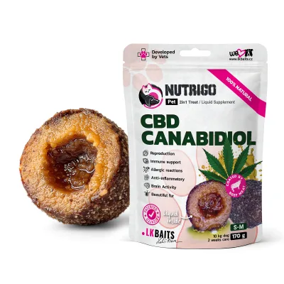 Ласощі для собак LK Baits Pet Nutrigo CBD S-M для середніх порід з конопляною олією (Ø 20 мм) 170 г (7777032)