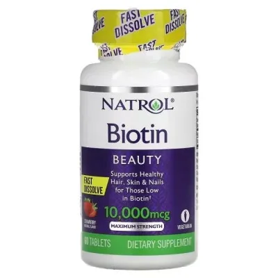 Вітамін Natrol Біотин швидкорозчинний, 10000 мкг, смак полуниці, Biotin, Fa (NTL-06885)