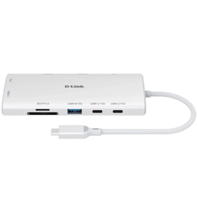 Концентратор D-Link USB-C 10-in-1 2xHDMI + 1xRJ45 1000Mbps + 2xUSB-C + USB 3.1 + USB 3.0 + SD + TF silver (DUP-A01)