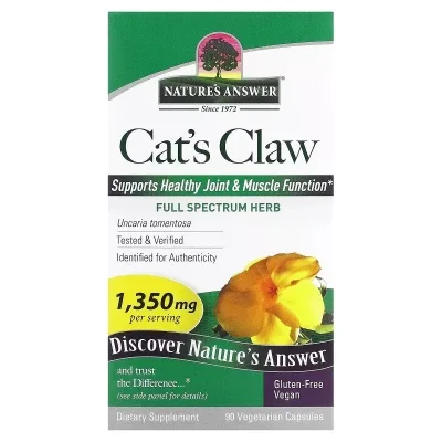 Трави Nature's Answer Котячий кіготь, 1350 мг, Cat's Claw, 90 вегетаріанських капсул (NTA-16146)