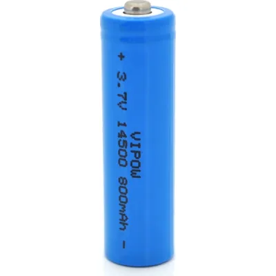 Акумулятор 14500 Li-Ion (size AA), 800mAh, 3.7V, TipTop, blue Vipow (ICR14500-800mAhTT / 25545)