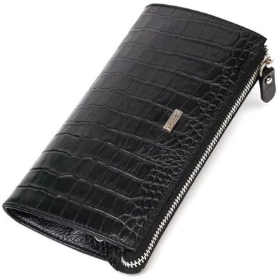 Гаманець Bond Accessories З натуральної шкіри Чорна (22049)