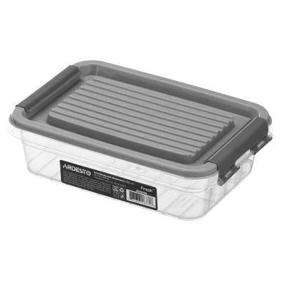 Харчовий контейнер Ardesto Fresh 0.52л, пластик, прямокутна, сірий (AR1303R)