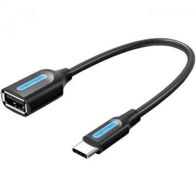 Перехідник OTG USB 2.0 AF to USB-C 0.15m black Vention (CCSBB)