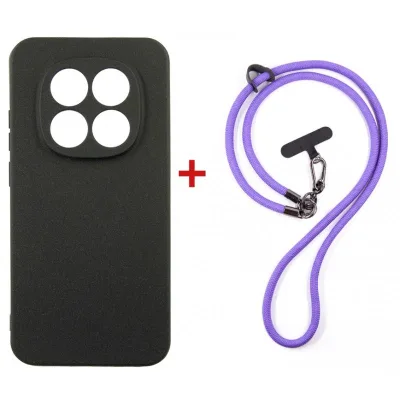 Чохол до мобільного телефона Dengos Case + Cross-body Strap Xiaomi Redmi Note 15 Pro 5G Black+Purple (DG-KM-CCRB-42)