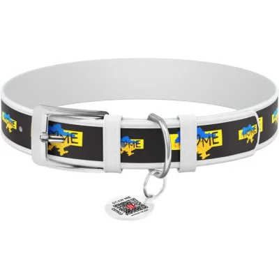 Нашийник для тварин WAUDOG Design з QR паспортом "Дім" XL Ш 35 мм Д 46-59 см (білий) (3606-0230-15)