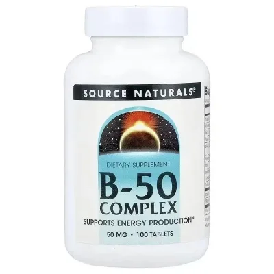 Вітамінно-мінеральний комплекс Source Naturals Комплекс вітамінів B, 50 мг, B-50 Complex, 100 таблеток (SNS-00421)