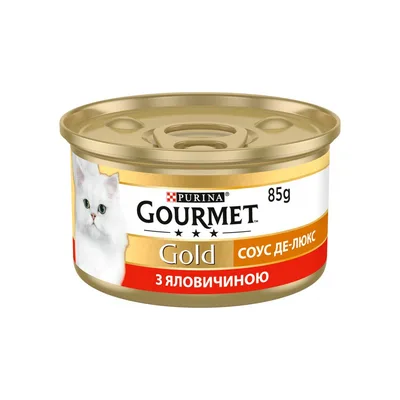 Вологий корм для кішок Purina Gourmet Gold. Соус Де-Люкс з яловичиною 85 г (7613036705134) (упаковка 12 шт)
