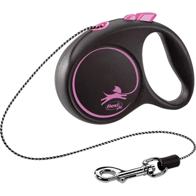 Повідець для собак Flexi Black Design XS трос 3 м (рожевий) (4000498033210)