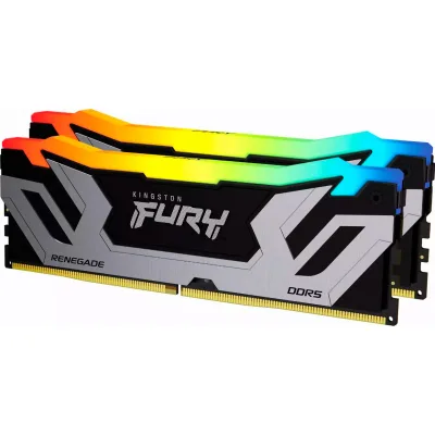 Модуль пам'яті для комп'ютера DDR5 48GB 8400 MHz Renegade RGB Silver XMP Kingston Fury (ex.HyperX) (KF584CU40RSAK2-48)