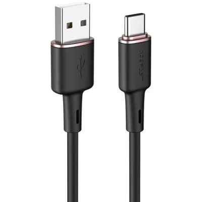 Дата кабель USB 2.0 AM to USB-C 1.2m 3A silicon black Acefast (6974316280767)