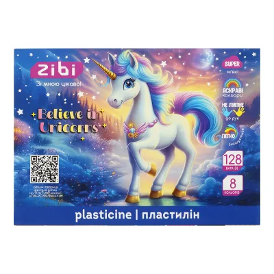 Пластилін ZiBi KIDS Line UNICORN 8 кольорів, 128 г (ZB.6280)