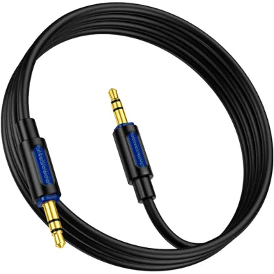 Кабель мультимедійний 3.5mm M to 3.5mm M 1.0m silicone black BOROFONE (6941991114373)