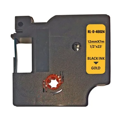 Стрічка для принтера етикеток UKRMARK RL-D-R-46024-BK/GO шовкова стрічка. для DYMO серії D1. 12мм (900309)