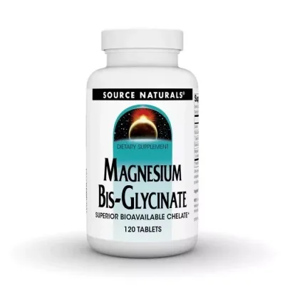 Мінерали Source Naturals Магній Бісгліцинат, Magnesium Bis-Glycinate, 120 таблеток (SNS-02132)