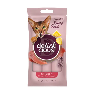 Ласощі для котів Delickcious Курка з додаванням ананасу 4 х 15 г (4820269141629)