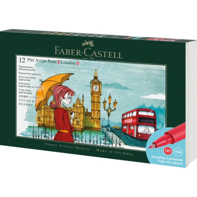 Лайнер Faber-Castell набір капілярних ручок Pitt Artist Pen Set London, 12 шт (33018)