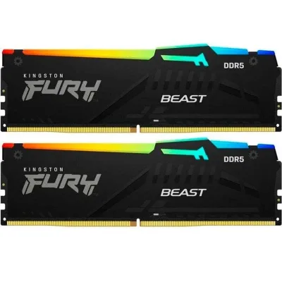 Модуль пам'яті для комп'ютера DDR5 16GB (2x8GB) 5600 MHz FURY Beast RGB Kingston Fury (ex.HyperX) (KF556C36BBEAK2-16)