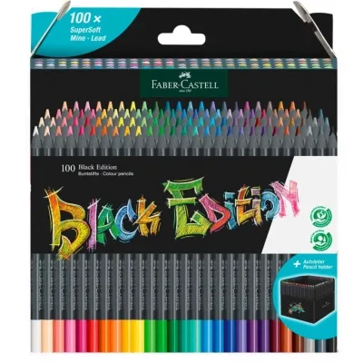 Олівці кольорові Faber-Castell Black Edition colour pencils 100 кольорів тригранні чорне дерево (32354)