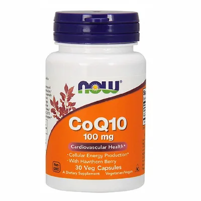 Антиоксидант Now Foods Коензим Q10 з глодом, CoQ10 with Hawthorn Berry, 100 мг, 30 (NF3210)