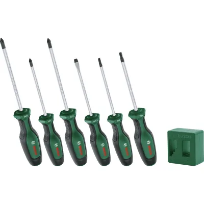 Набір викруток Bosch набір 6шт, SL 4 мм, PH2х125 мм, PZ1х100 мм, PZ2х125 мм, Т20х100, Т25х100 (1.600.A02.W7L)