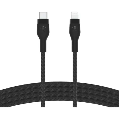 Дата кабель USB-C to Lightning 1.0m braided silicone black Belkin (CAA011BT1MBK)