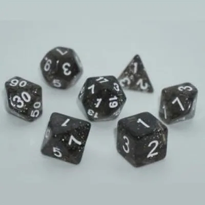 Набір кубиків для настільних ігор Games 7 Days Glitter 7 Dice Set - Black (g7dglit10)