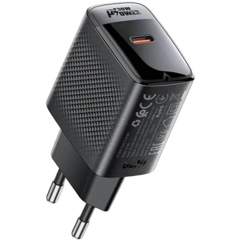 Зарядний пристрій Acefast A102 USB-C PD30W GaN Black (6974316283287)