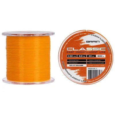 Волосінь Brain Classic Carp Line (solid orange) 600m 0.30mm 20lb 8.8kg (1858.81.11)