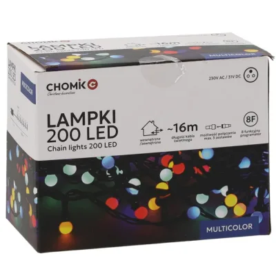 Гірлянда Chomik Кульки-змійка 200 LED 16 м, мультиколор, IP44, від мережі (5900779880160)