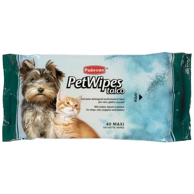 Вологі серветки для тварин Padovan Pet Wipes Talco 40 шт (8001254004648)