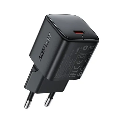 Зарядний пристрій Acefast A117 USB-C PD20W GaN black (6974316284987)