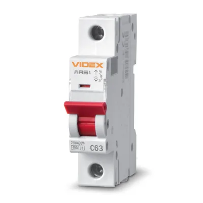 Автоматичний вимикач Videx RS4 RESIST 1п 63А С 4,5кА (VF-RS4-AV1C63)